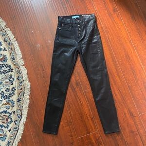 7 For mankind black coated jeans